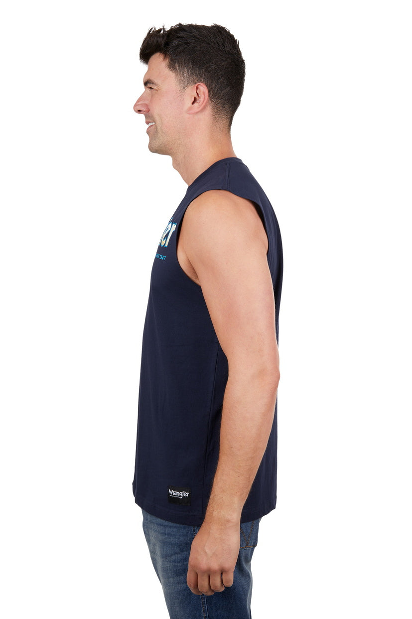 WRANGLER MENS NICO MUSCLE TANK (NAVY)
