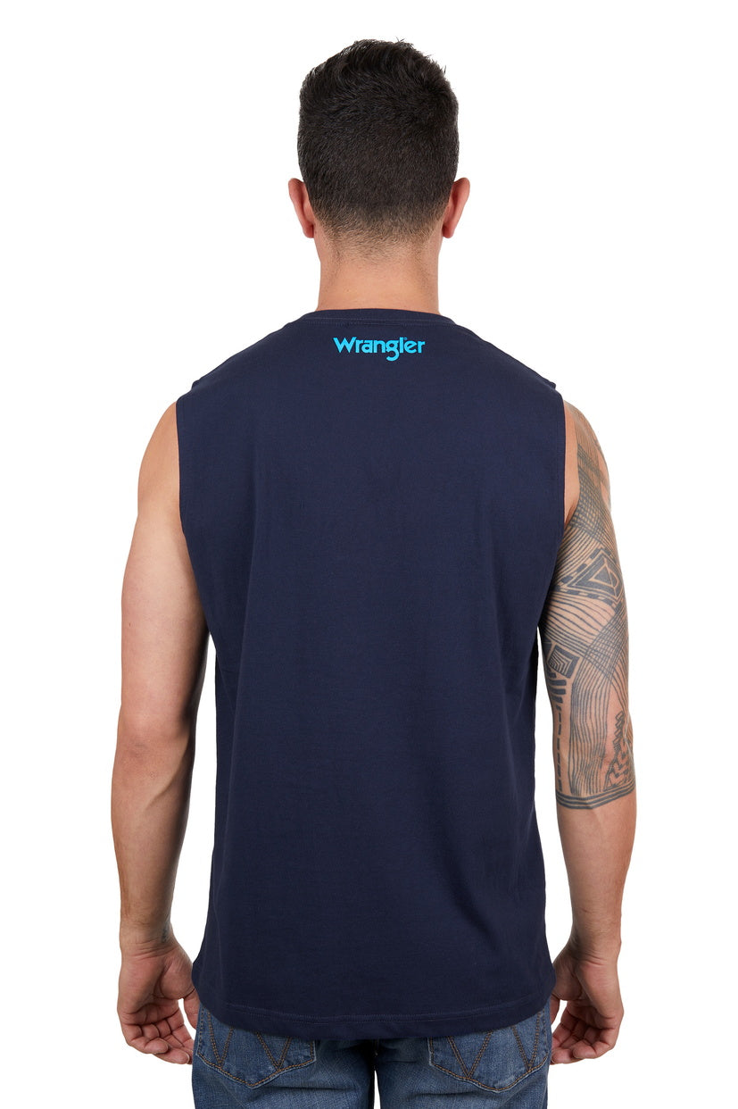 WRANGLER MENS NICO MUSCLE TANK (NAVY)