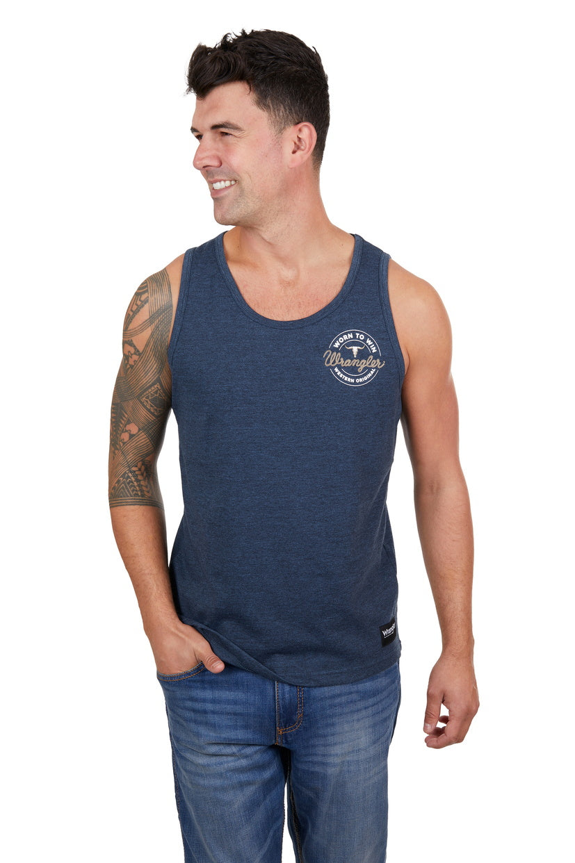 WRANGLER MENS ZANE SINGLET (NAVY MARLE)