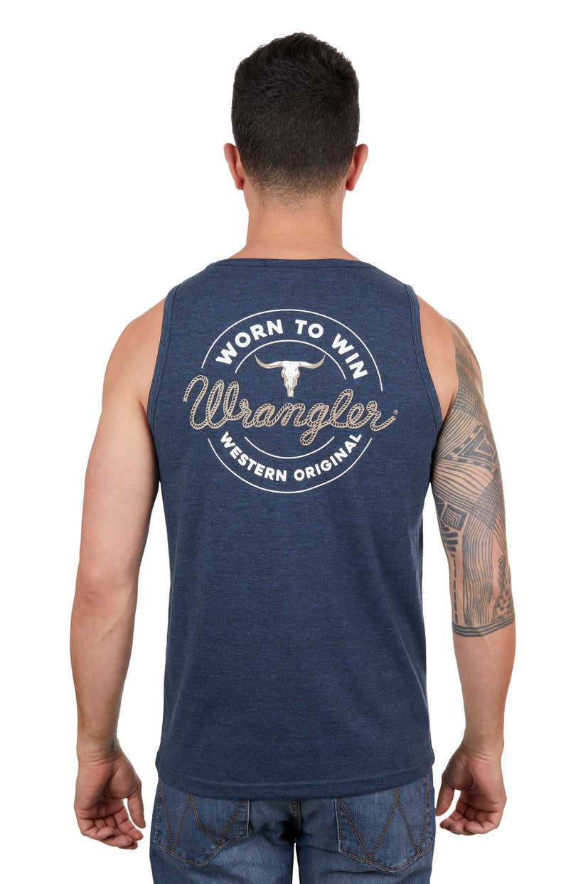 WRANGLER MENS ZANE SINGLET (NAVY MARLE)