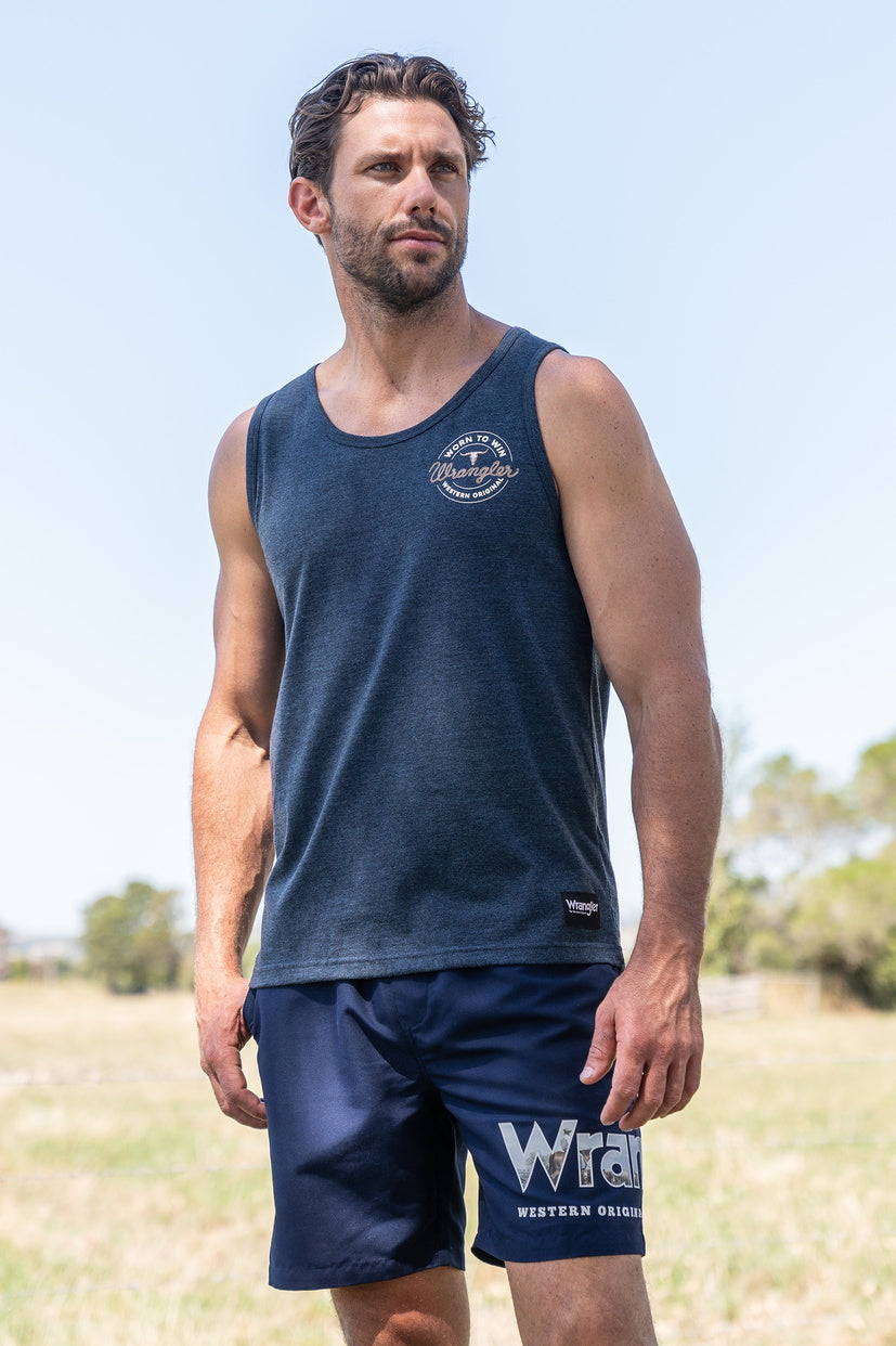 WRANGLER MENS ZANE SINGLET (NAVY MARLE)