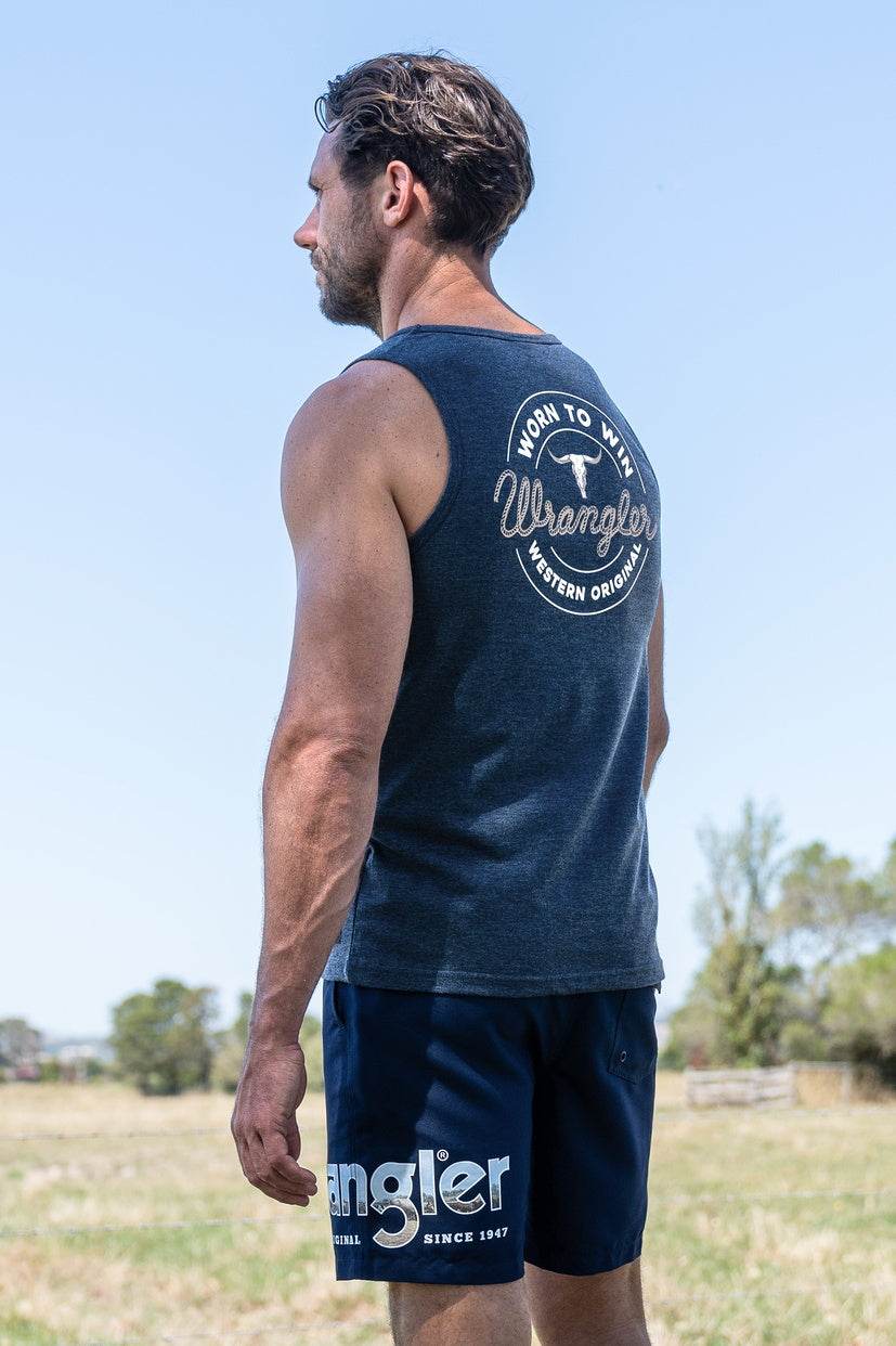 WRANGLER MENS ZANE SINGLET (NAVY MARLE)
