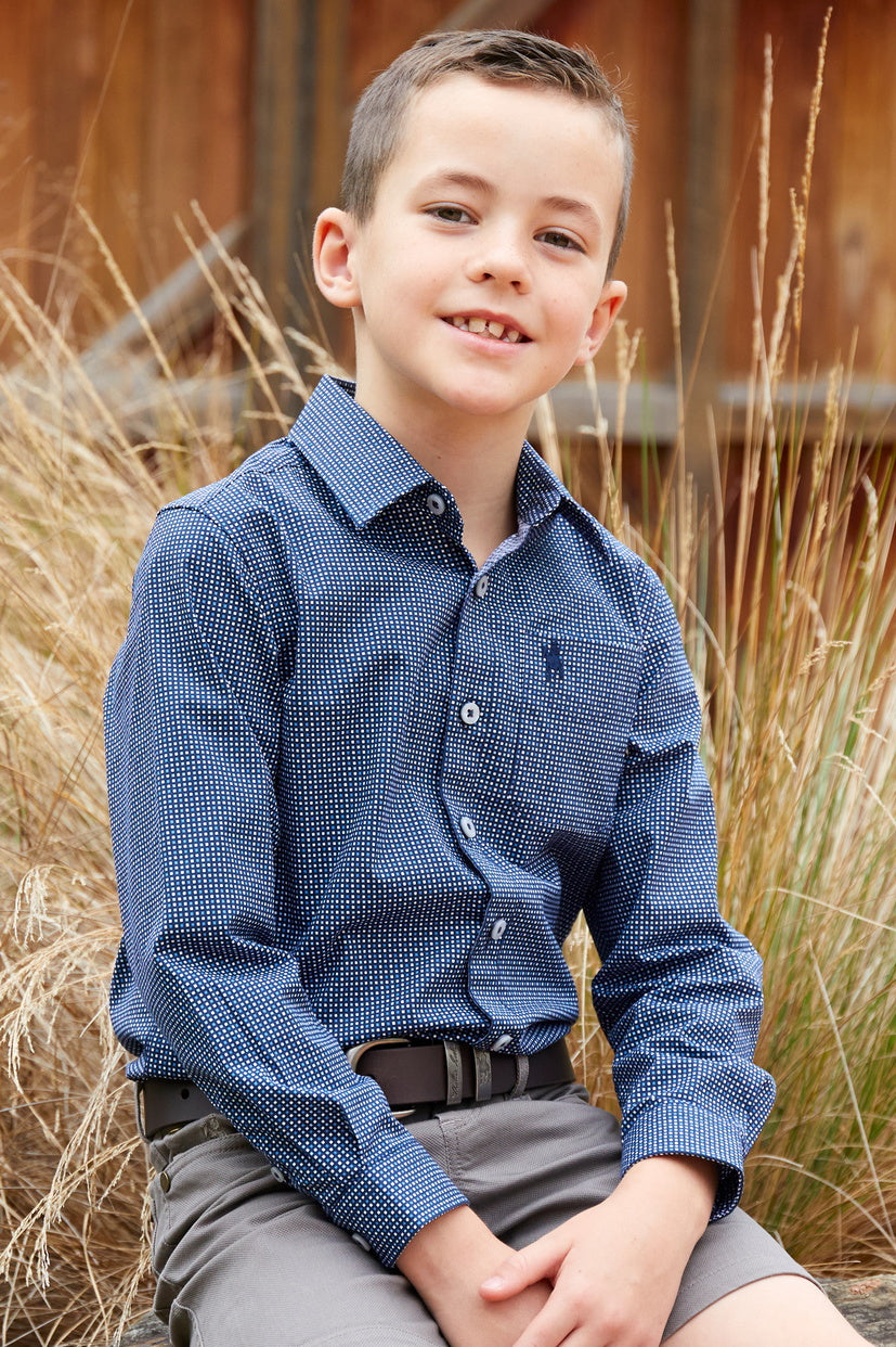 THOMAS COOK BOYS CADE 1PKT L/S SHIRT (NAVY/BLUE)