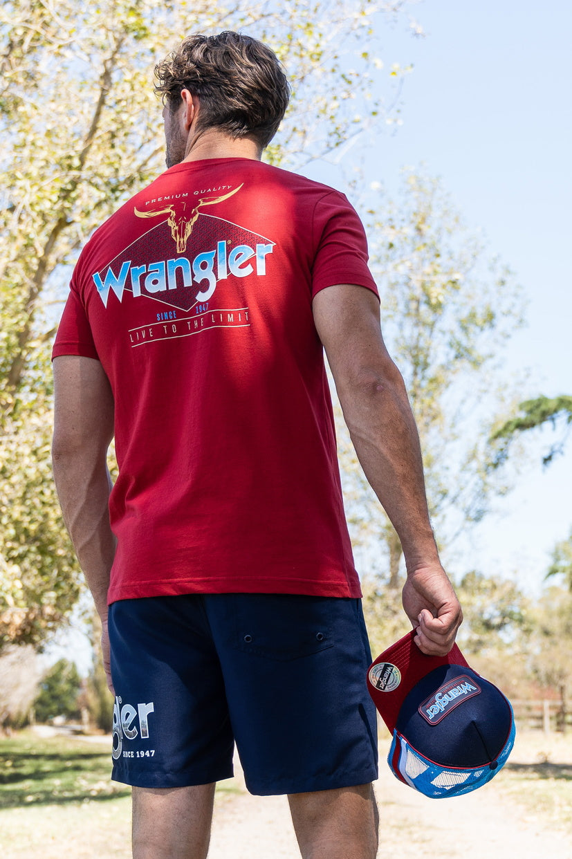 WRANGLER MENS OWEN HP TRUCKER CAP (NAVY/RED)