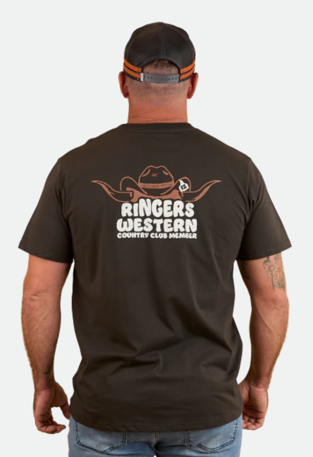 Ringers Western Mens Country Club Loose Fit T-Shirt - Charcoal