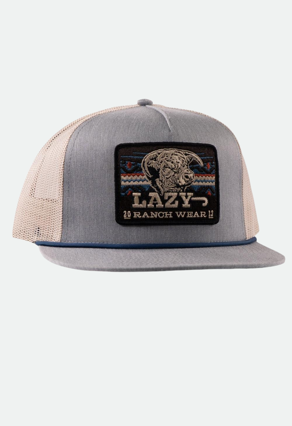 Lazy J Ranch Chambray & Tan Aztec Tribal Classic Rope Trucker Hat