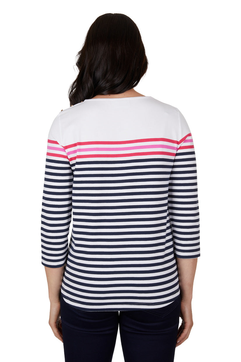 THOMAS COOK WOMENS SARAH 3/4 SLEEVE TEE (WHITE/MULTI)