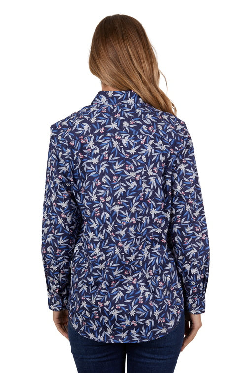 HARDSLOG WOMENS MINDY 1/2 PLKT L/S SHIRT (NAVY)