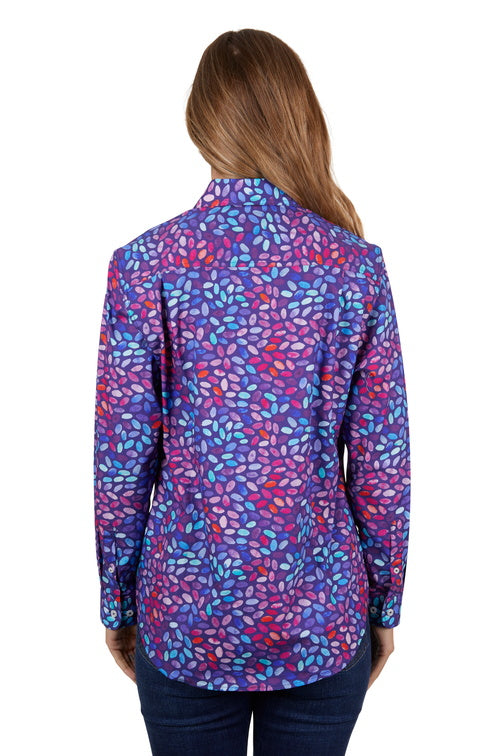 Hardslog Womens June 1/2 Placket L/S Shirt (Navy)