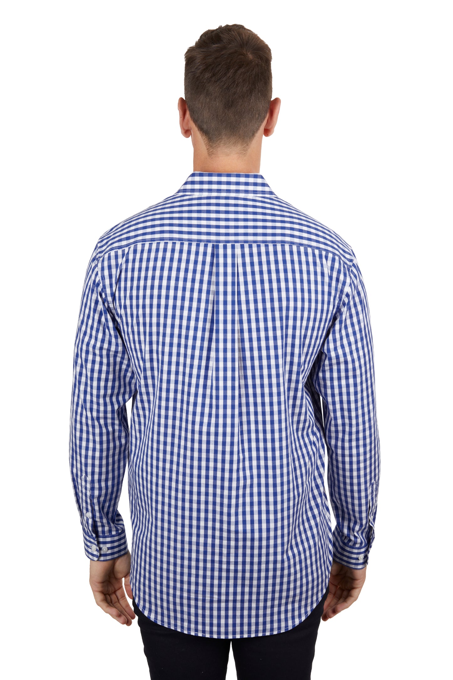 HARDSLOG MENS DENNY 1/2 PLKT L/S SHIRT (BLUE/WHITE)