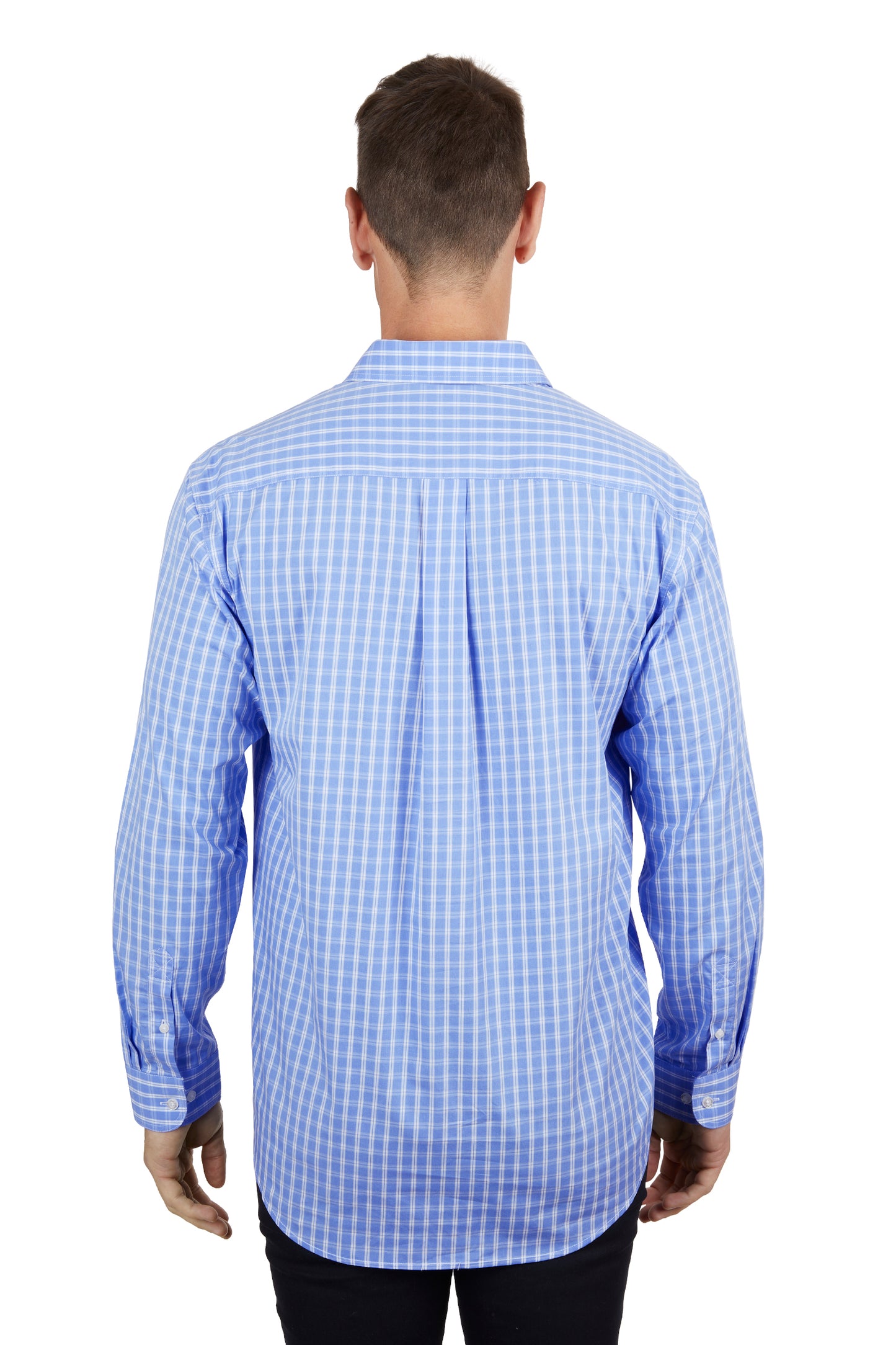 HARDSLOG MENS RON 1/2 PLKT L/S SHIRT (BLUE/WHITE)