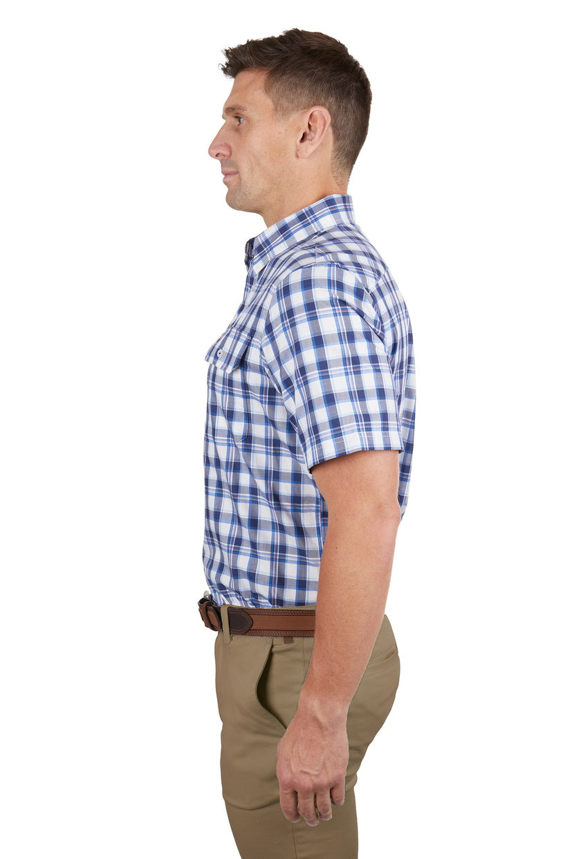 THOMAS COOK MENS LUKE 2 POCKET S/S SHIRT (NAVY/BLUE)