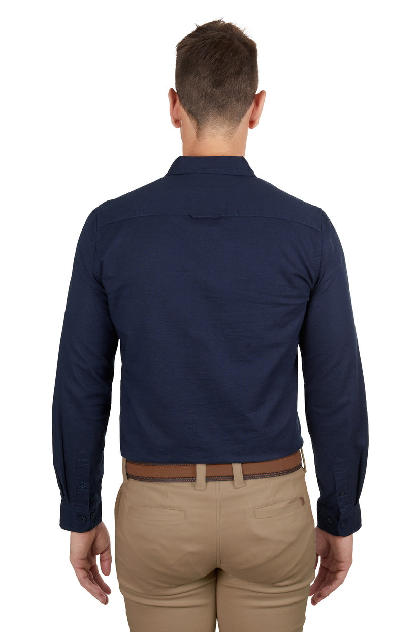 THOMAS COOK MENS LINEN TAILORED L/S SHIRT (NAVY)
