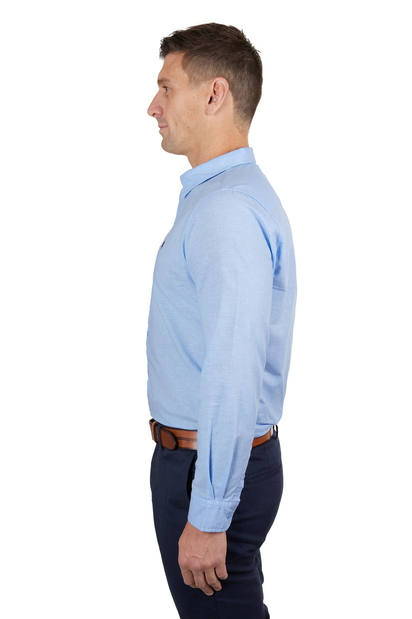 THOMAS COOK MENS LINEN TAILORED L/S SHIRT (LIGHT BLUE)