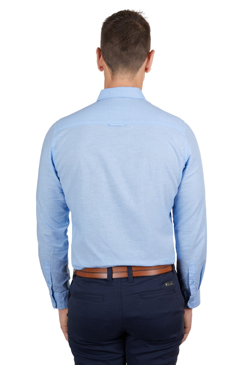 THOMAS COOK MENS LINEN TAILORED L/S SHIRT (LIGHT BLUE)
