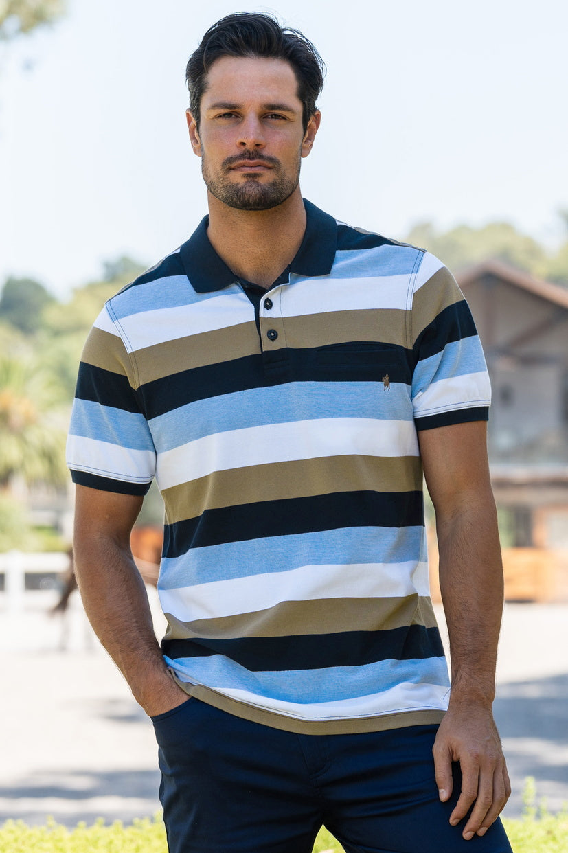 THOMAS COOK MENS JAY S/S POLO (NAVY/TAN)
