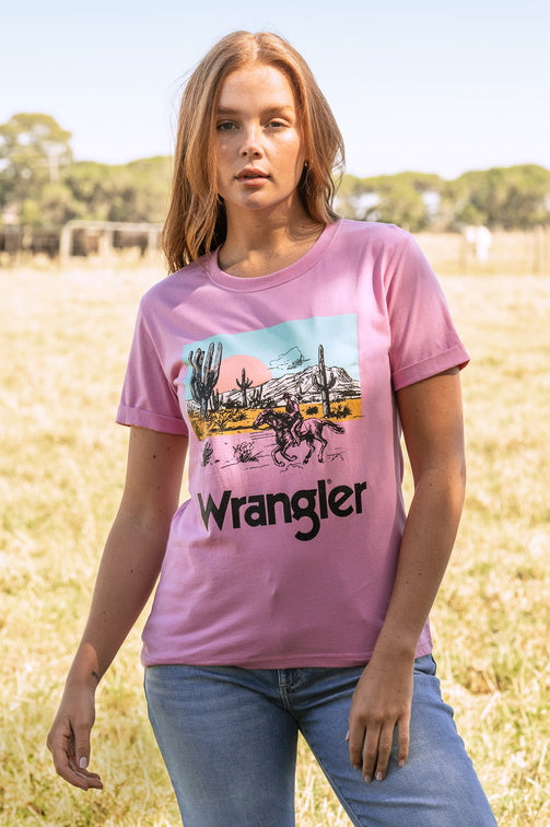 Wrangler Womens Tegan S/S Tee (Pink)-CLEARANCE