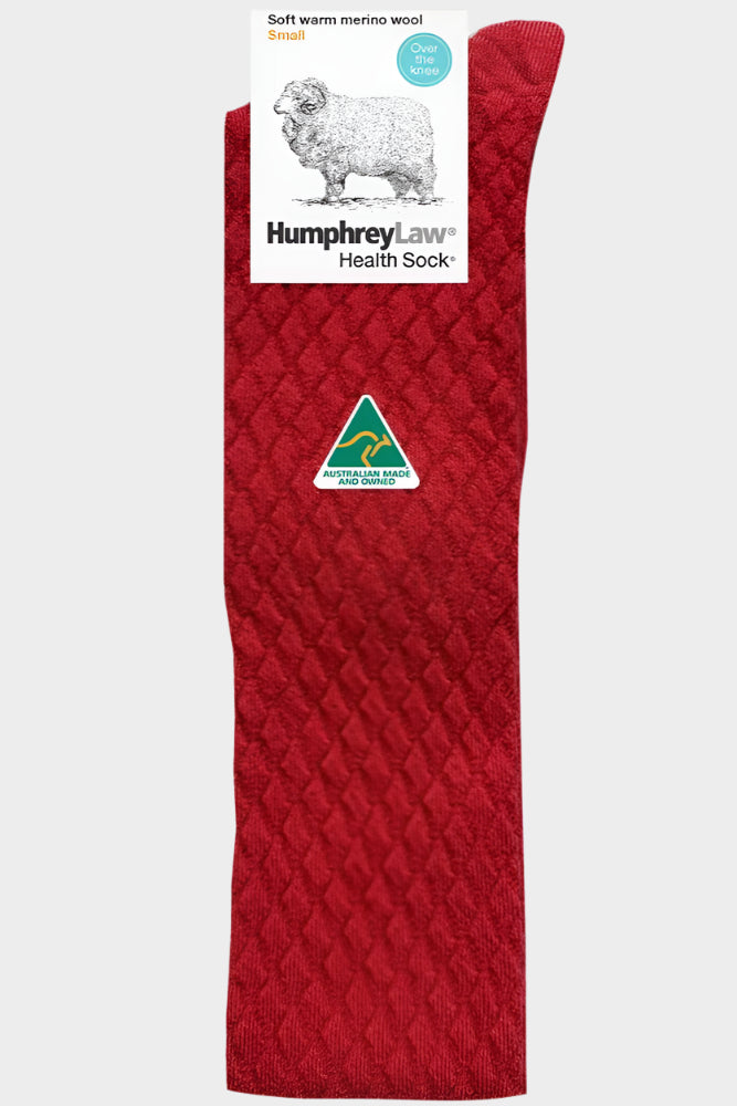 Humphrey Law 95% Fine Merino Wool Quilted Over the Knee Ladies' Health Sock® Small