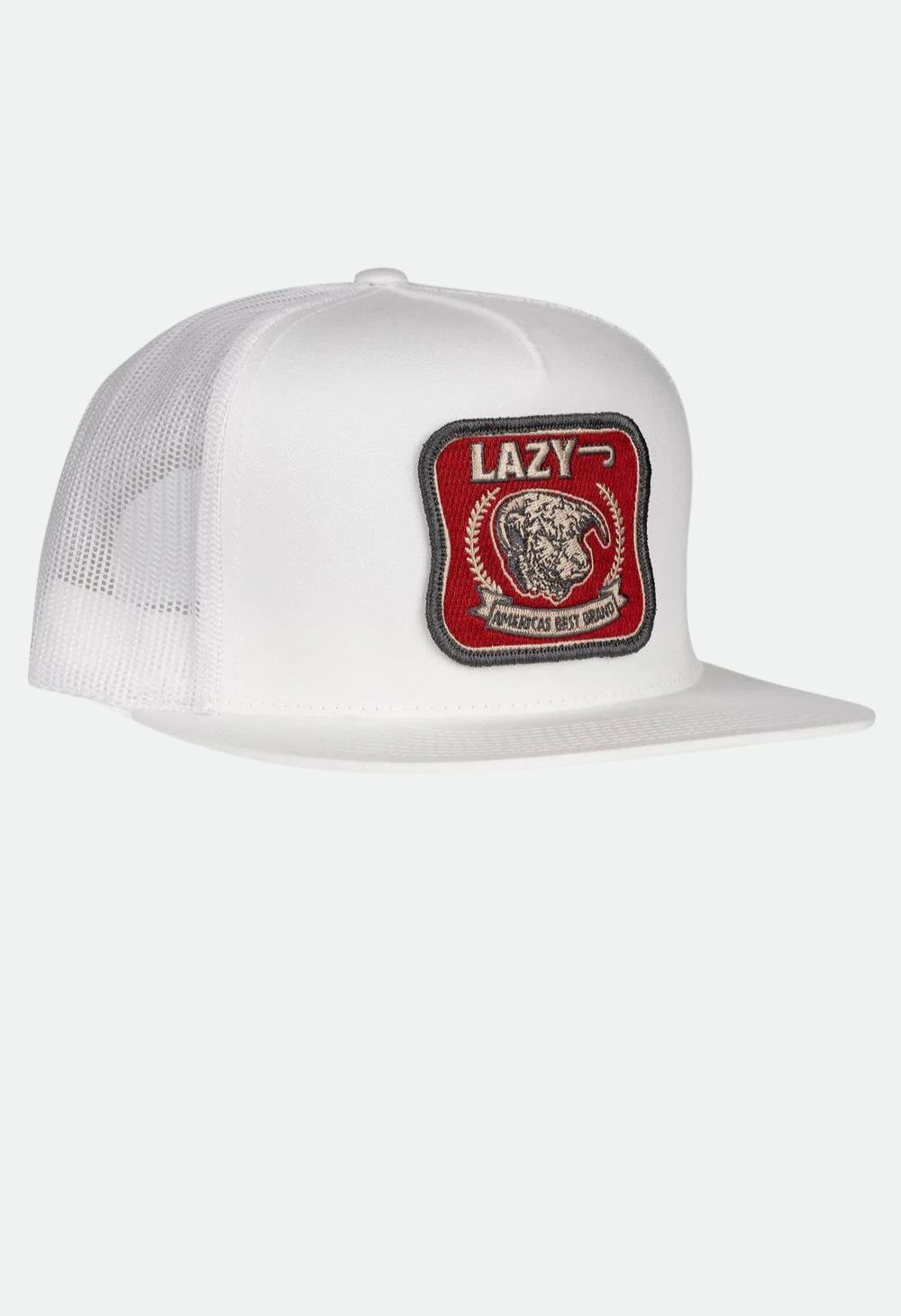 Lazy J Ranch White Red America's Best Brand Classic Five Panel Trucker Hat