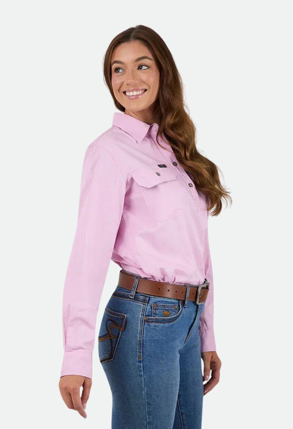 Ringers Western Women's Flora Half Button Work Shirt - Ballet Pink