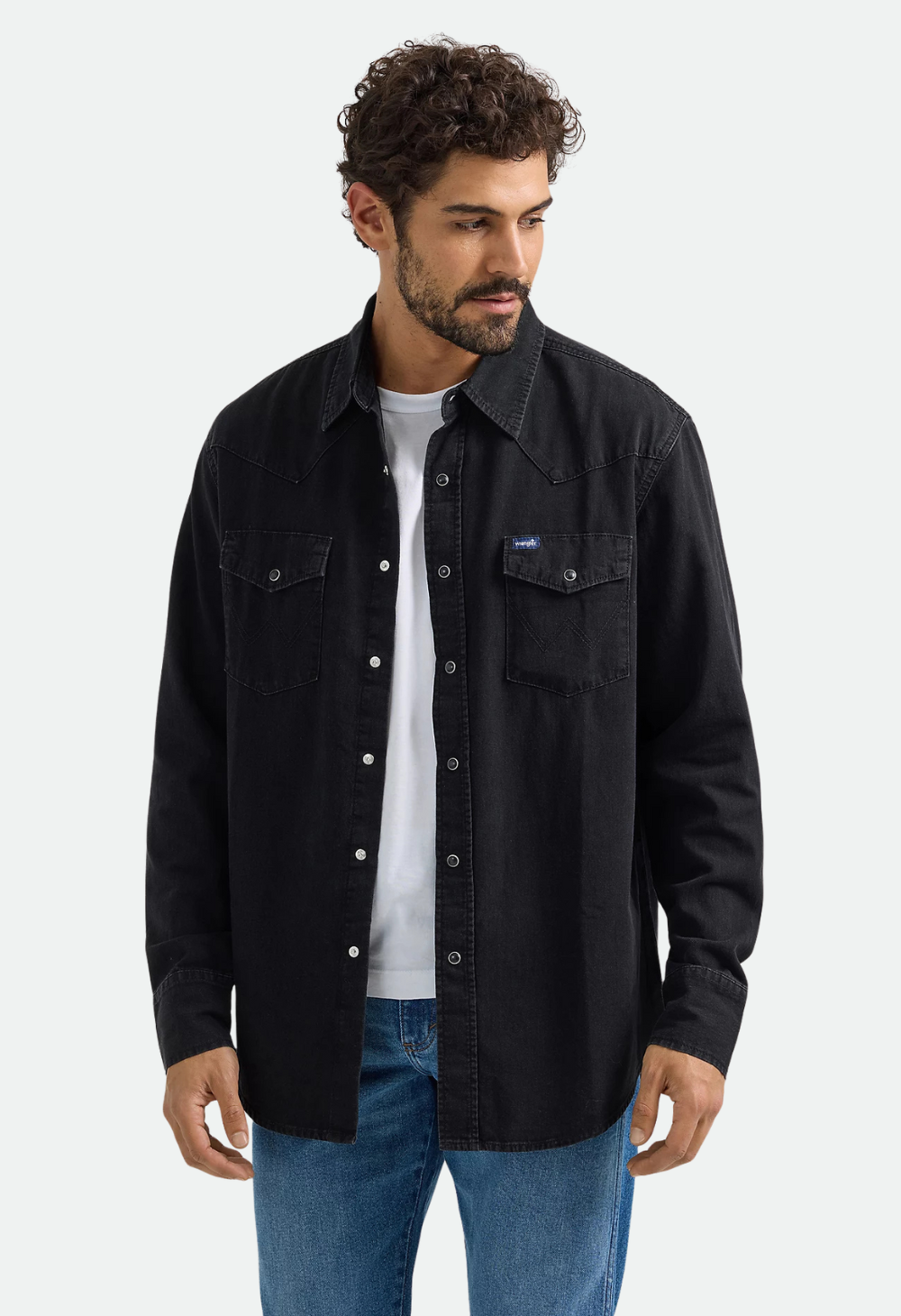Wrangler® Men's Classic Denim Western Snap Shirt - Black