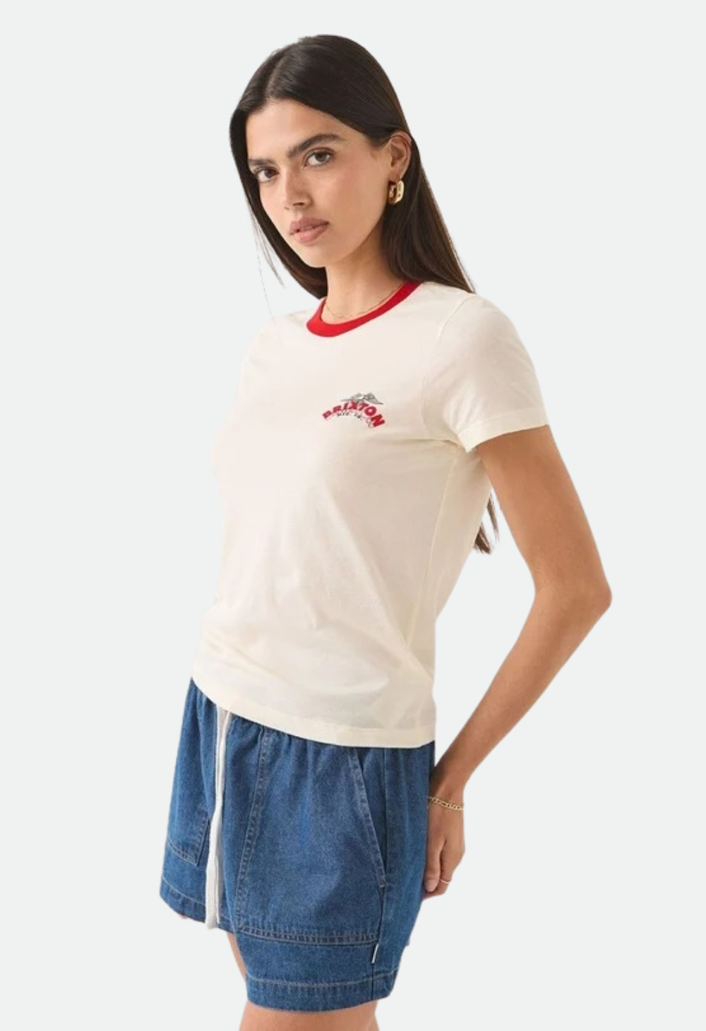 Brixton Women's Banner Slim Crew Tee - Off White