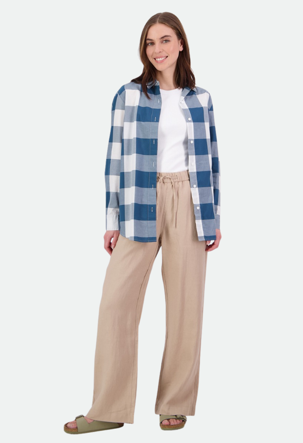 Swanndri Women's Coromandel Long Sleeve Shirt Tidal Teal White – No Exchanges or Refunds