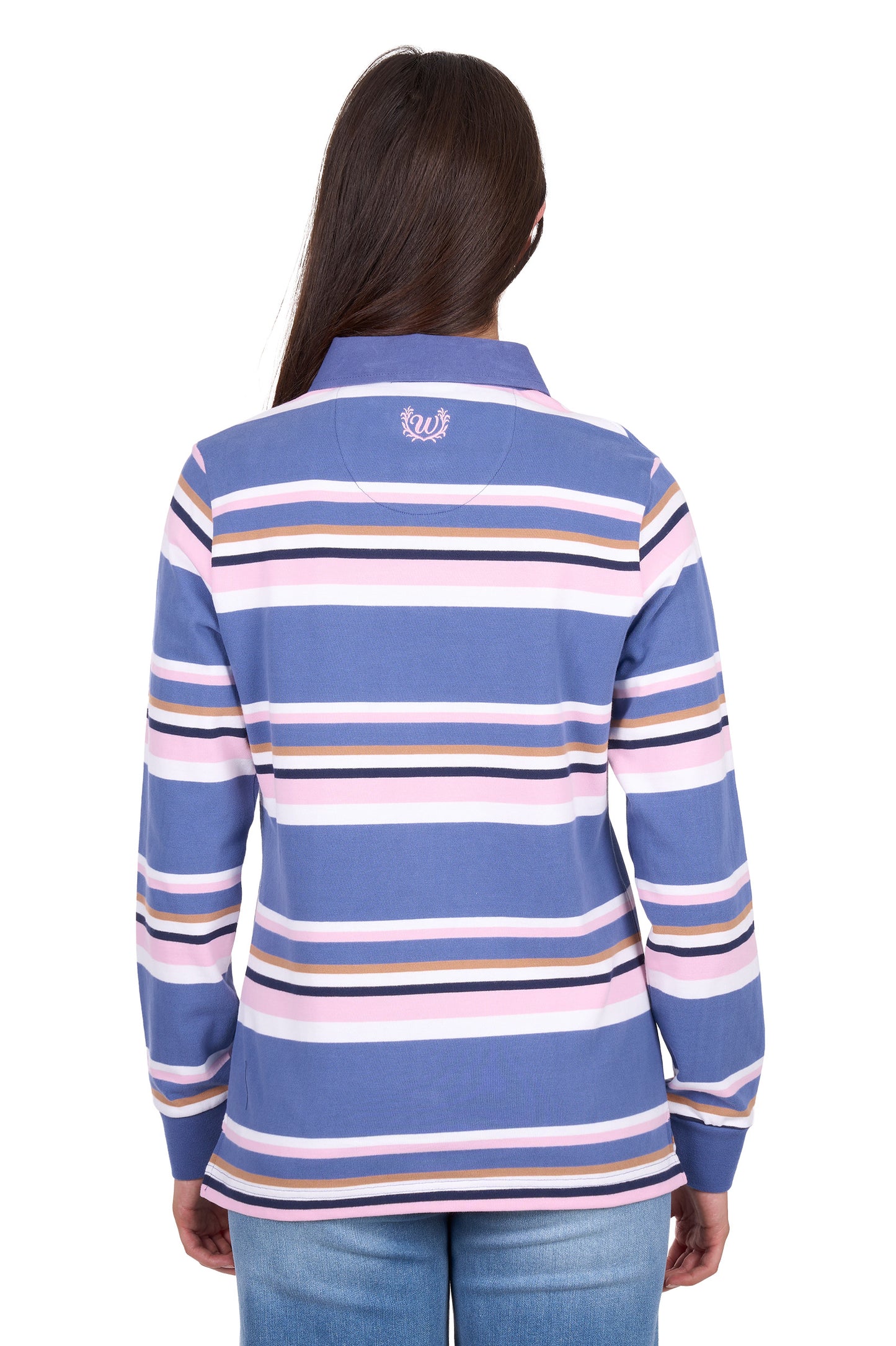Wrangler Women’s Easton Stripe Rugby - Blue/Pink