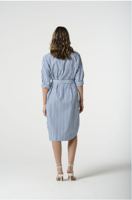 Goondiwindi Cotton Stripe Shirt Dress - Blue Jasper Stripe
