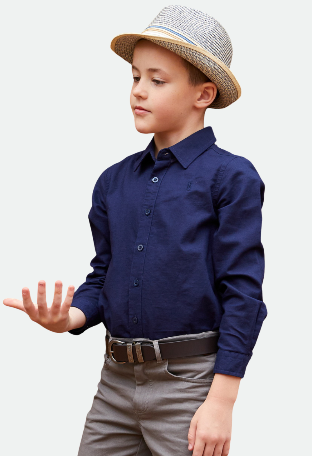 THOMAS COOK BOYS LINEN L/S SHIRT (NAVY)