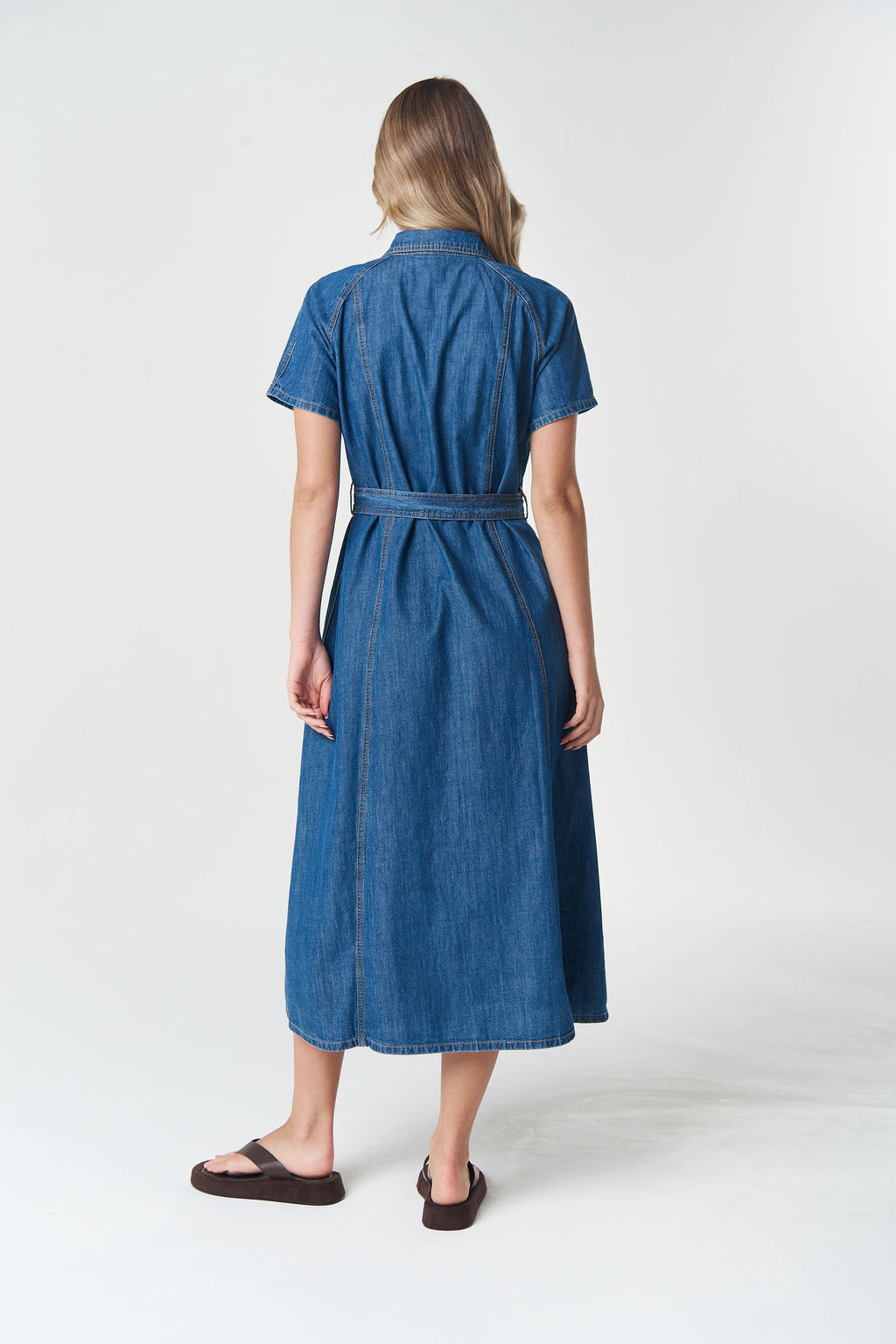 Goondiwindi Cotton Stockgirl Denim Dress - Denim Blue