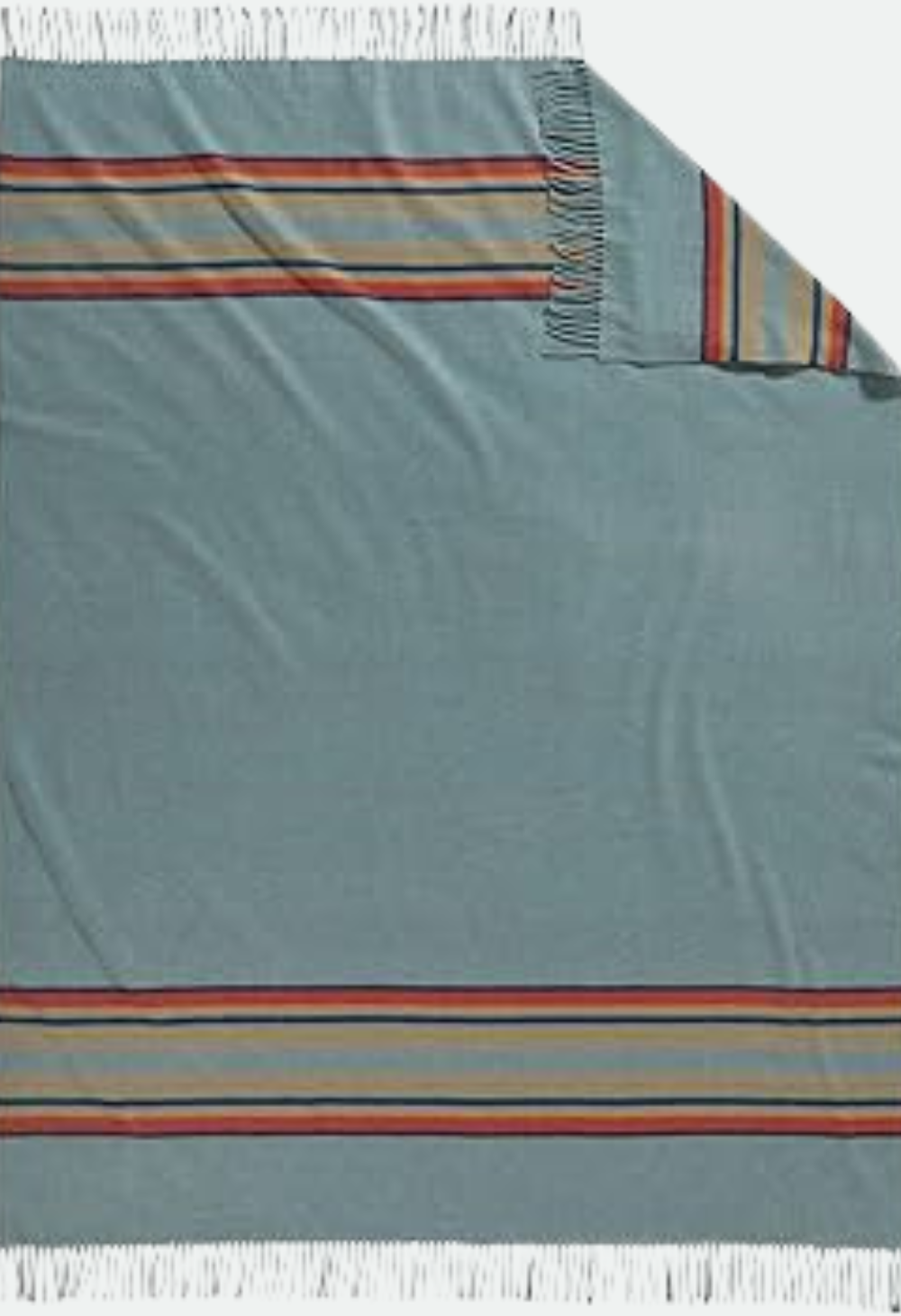 PENDLETON STRIPE 5TH AVENUE MERINO THROW - GREEN HEATHER