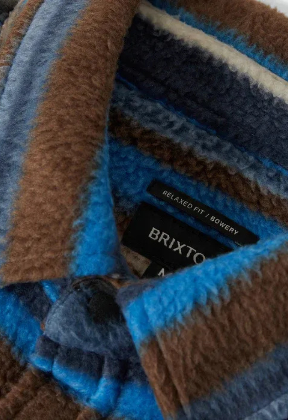 Brixton Men's Bowery Long Sleeve Arctic Stretch Fleece - Mood Indigo Blanket Stripe