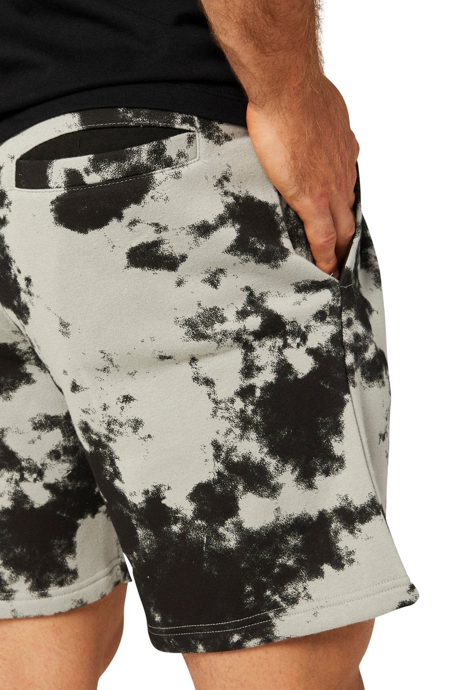 CAT DM FLEECE SHORT (SHIBORI AOP-LIMESTONE)