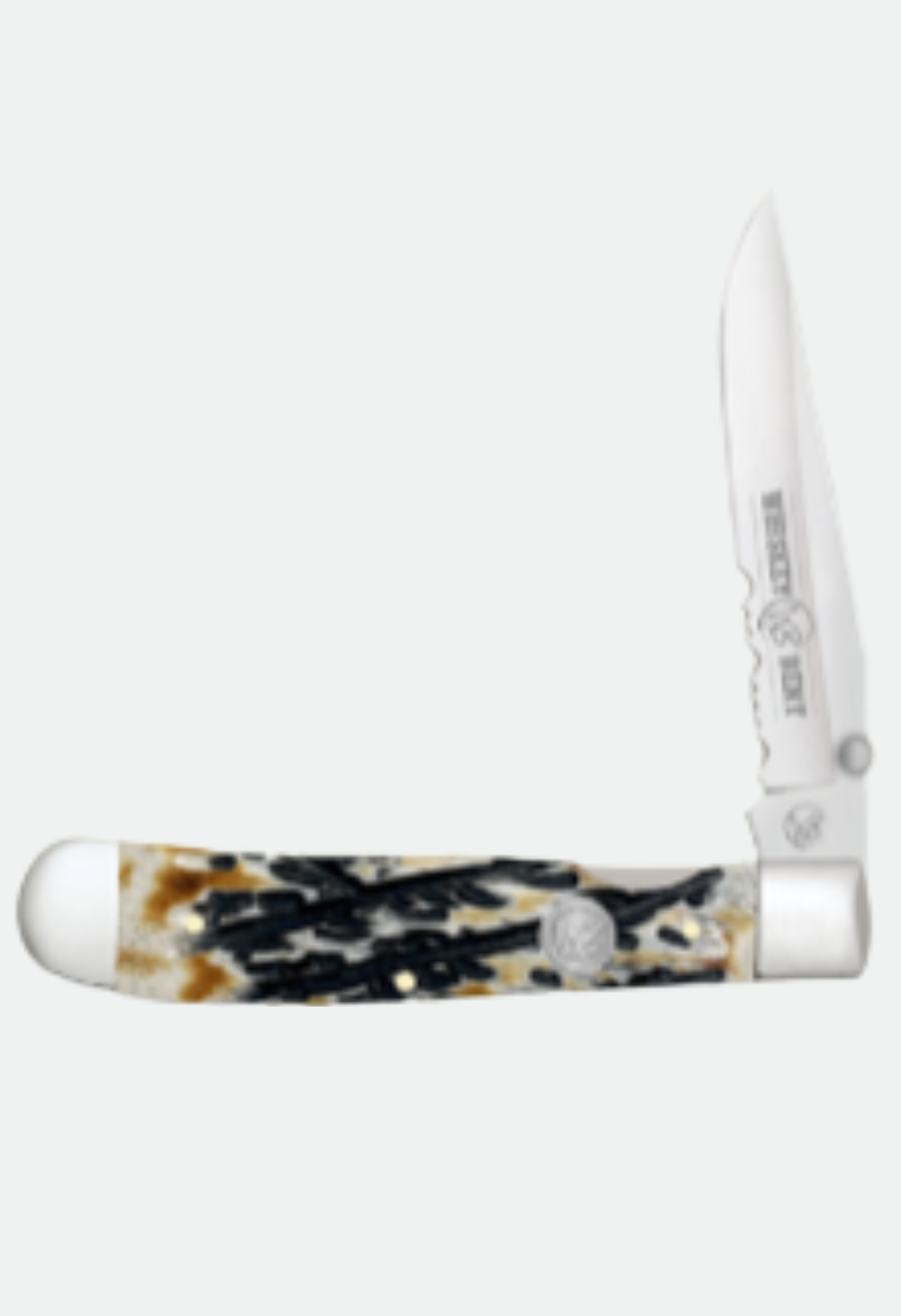 WHISKEY BENT CARVED BURNT BONE LOCKING TRAPPER