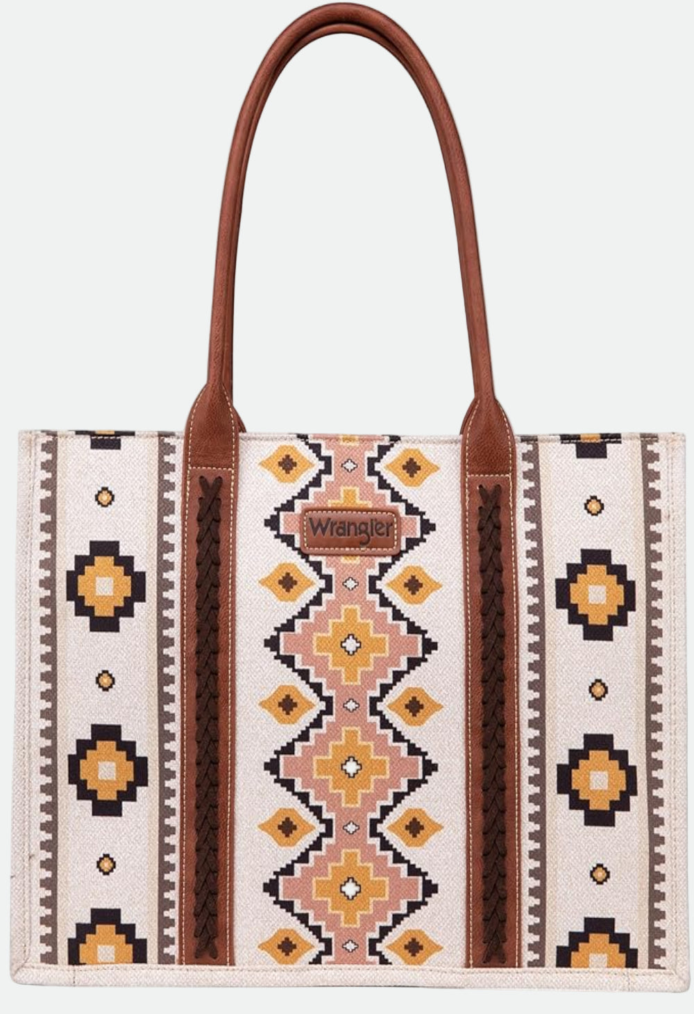 WRANGLER SOUTHWESTERN LARGE TOTE BAG - NATURAL/TAN