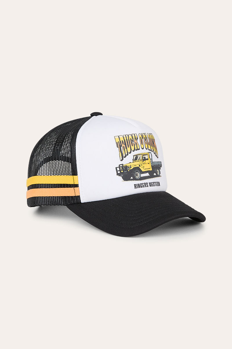 Ringers Western Kids Boys Truck O'Clock Foam Trucker Cap - White / Black