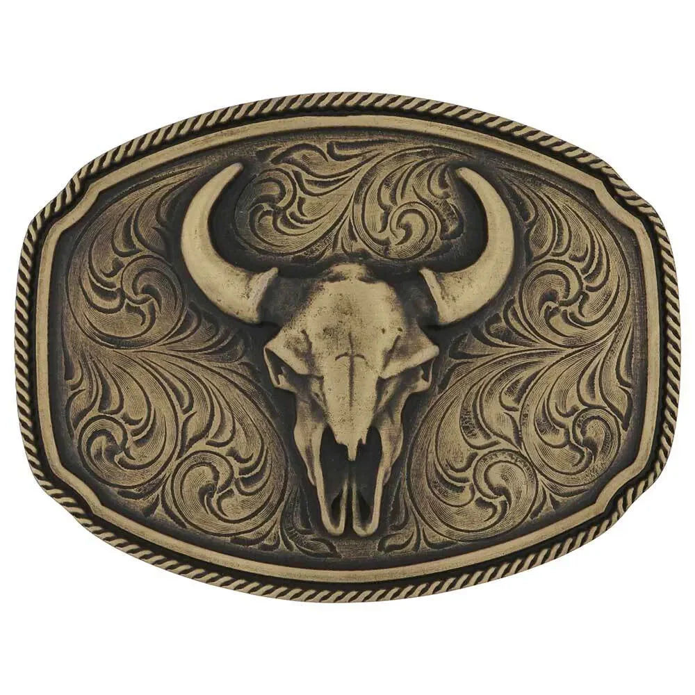 Just Country Men's Montana Silversmiths Wild Ambition Buffalo Skull Attitude Belt Buckle