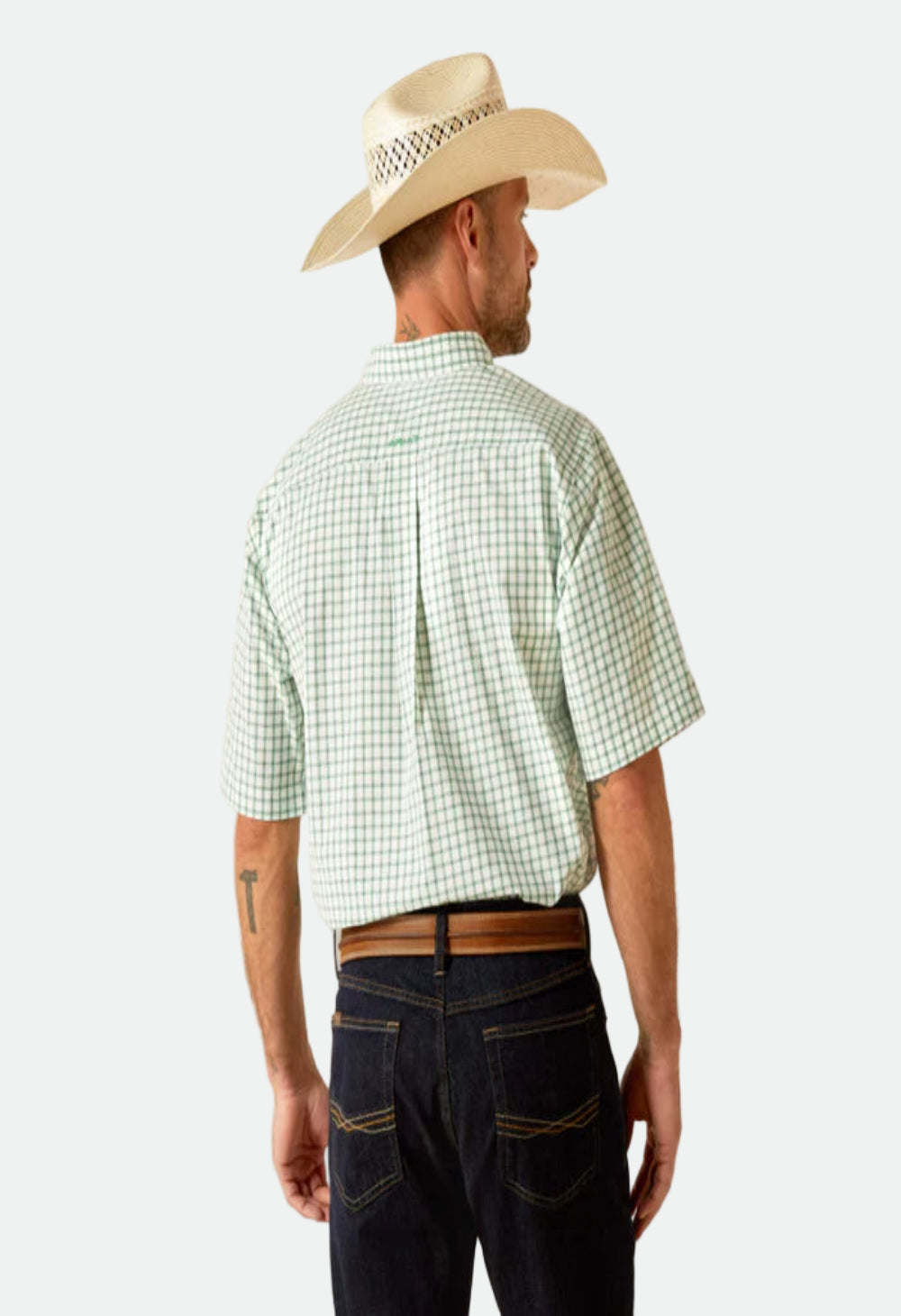 Ariat Men's Pro Damian SS Shirt - White/Green