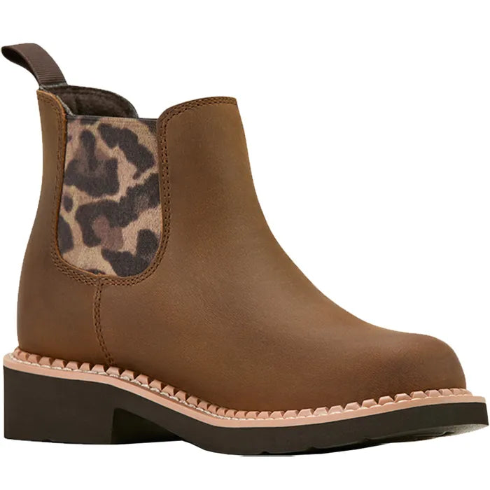 Ariat Kid's/Youth Fatbaby Chelsea Western Boots - DISTRESSED BROWN /LEOPARD GORE