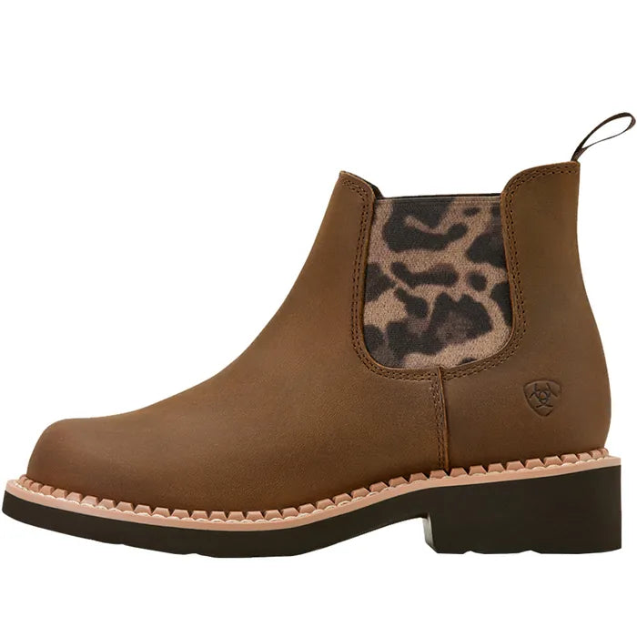 Ariat Kid's/Youth Fatbaby Chelsea Western Boots - DISTRESSED BROWN /LEOPARD GORE
