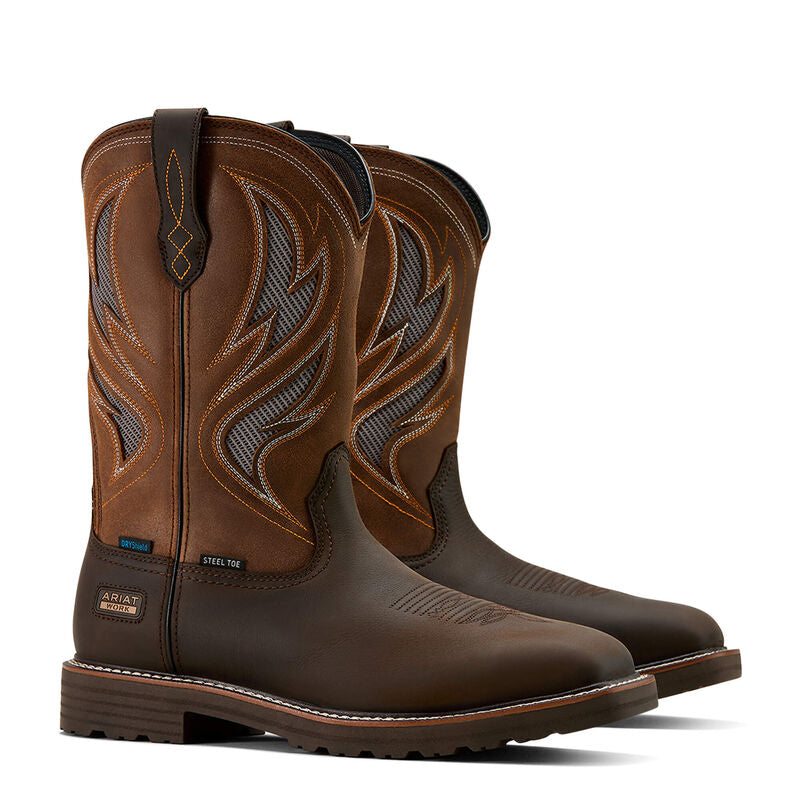Ariat Men's Activator VentTEK Waterproof Steel Toe Work Boot - Dark Brown/ Wicker