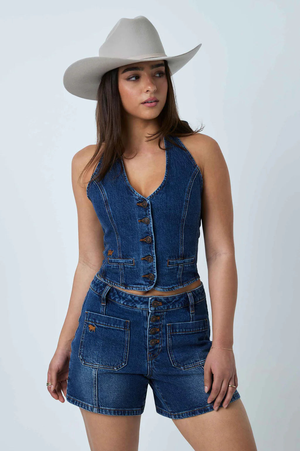 Ringers Western Women's Annabelle Button Front Halter Vest - Classic Blue