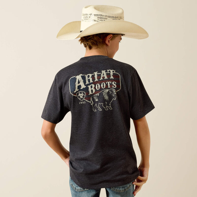 Ariat Boy American Bison T-Shirt - Charcoal Heather