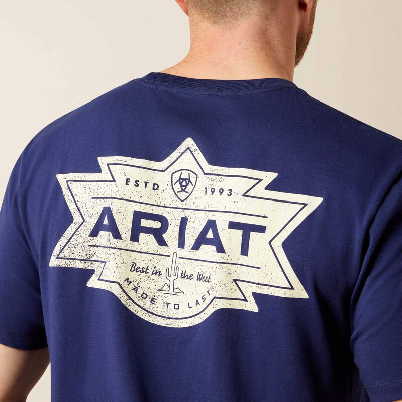 Ariat Men's Mesa Motif Lockup T-Shirt - Medieval Blue
