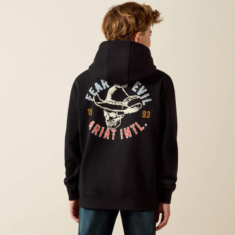 Ariat Boy's Stitched Skull Hoodie - Black