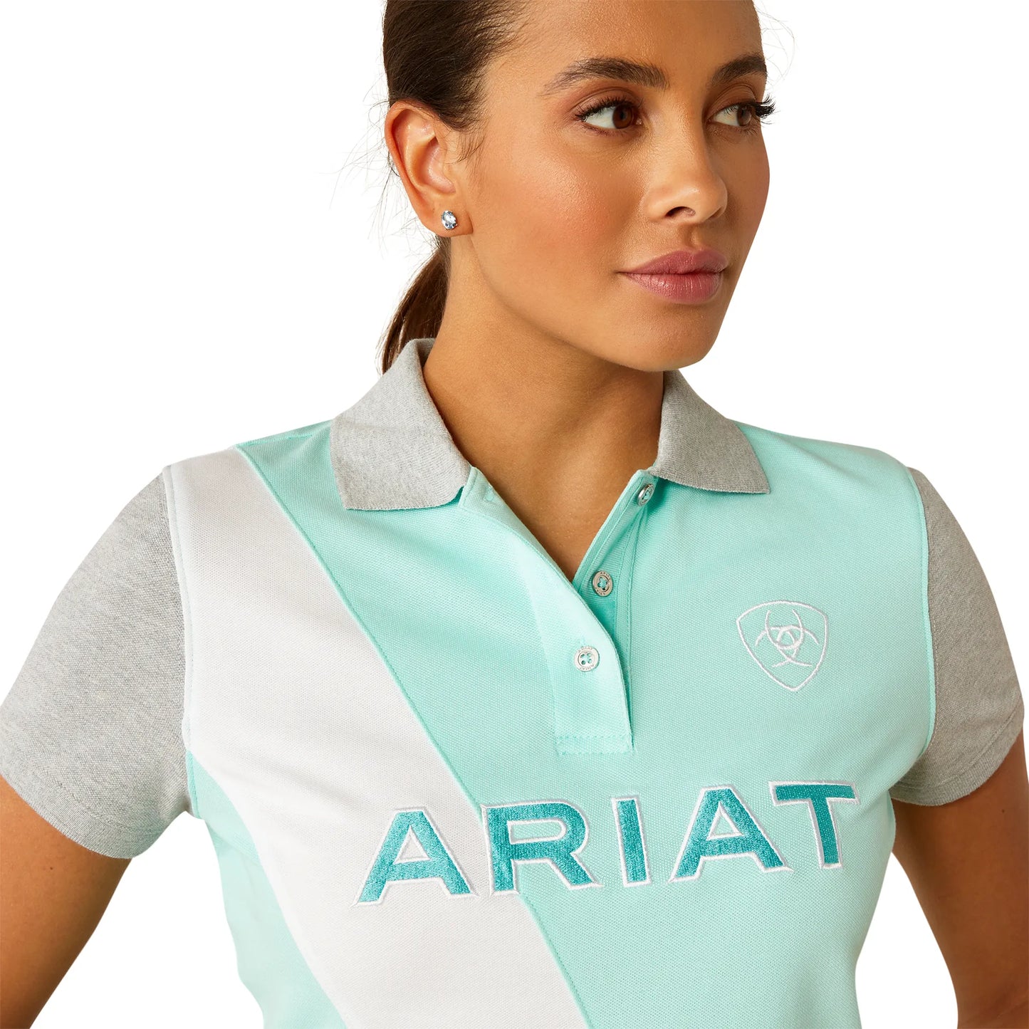 Ariat Taryn Polo in Beach Glass/Electric Green