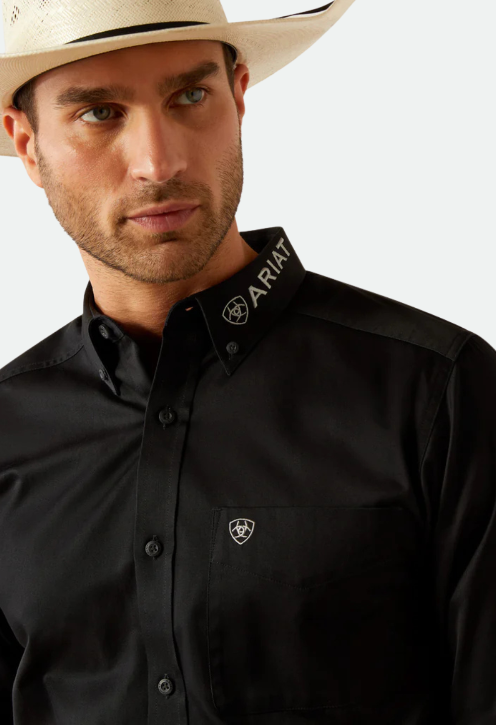 Ariat Men's Team Logo Twill Classic Fit Shirt - Black/Grey
