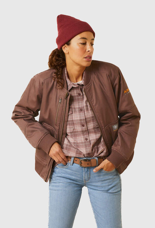Ariat Women's Rebar DuraCanvas Bomber Jacket (Peppercorn)