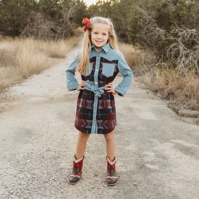 Shea Baby Girls Aztec Denim Dress
